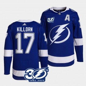 30th Season Alex Killorn Tampa Bay Lightning Authentic Home #17 Blue Jersey