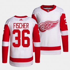 Christian Fischer Detroit Red Wings Away White #36 Primegreen Authentic Pro Jersey Men's