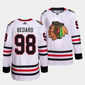 2023 NHL Draft Connor Bedard Chicago Blackhawks White #98 Authentic Away Jersey