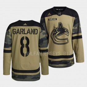 2022 Armed Forces Conor Garland Vancouver Canucks Green #8 Camo Warm-up Jersey