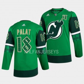 2023 St. Patricks Day Ondrej Palat New Jersey Devils #18 Green Primegreen Authentic Jersey
