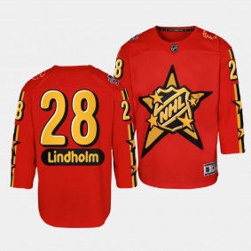 Calgary Flames #28 Elias Lindholm 2024 NHL All-Star Game Premier Red Youth Jersey