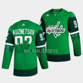 Washington Capitals 2023 St. Patricks Day Evgeny Kuznetsov #92 Green Primegreen Authentic Jersey Men's