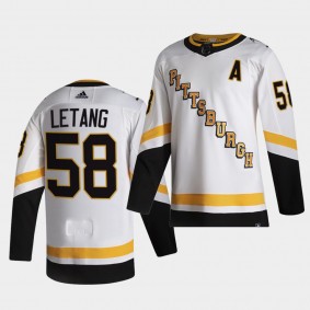 Kris Letang #58 Penguins 2020-21 Reverse Retro Fourth Authentic White Jersey