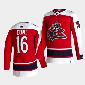 Columbus Blue Jackets 2021 Reverse Retro Max Domi Red Authentic Jersey