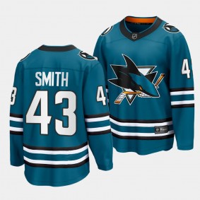 2023 NHL Draft William Smith San Jose Sharks Jersey Teal Home Premier Breakaway